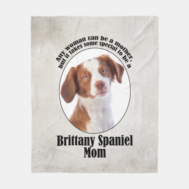 Brittany Spaniel Mum Fleece Blanket (Front)