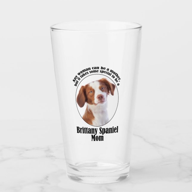 Brittany Spaniel Mum Glass (Front)