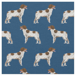 brittany spaniel navy blue dog fabric