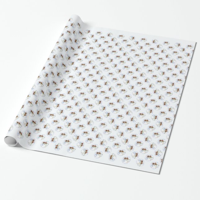 Brittany Spaniel Noel Wrapping Paper (Unrolled)