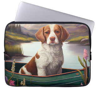 Brittany Spaniel on a Paddle: A Scenic Adventure Laptop Sleeve