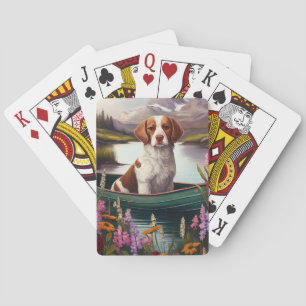 Brittany Spaniel on a Paddle: A Scenic Adventure Playing Cards