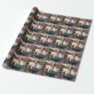 Brittany Spaniel on a Paddle: A Scenic Adventure Wrapping Paper
