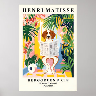Brittany Spaniel On a Toilet - Funny Matisse Poster