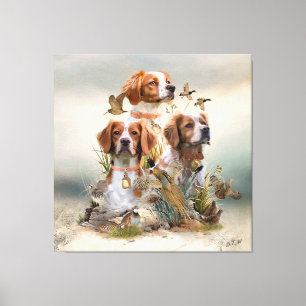 Brittany Spaniel , Passion for Birds Canvas Print