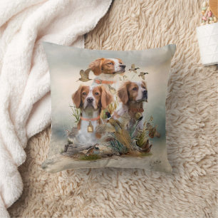 Brittany Spaniel , Passion for Birds Cushion