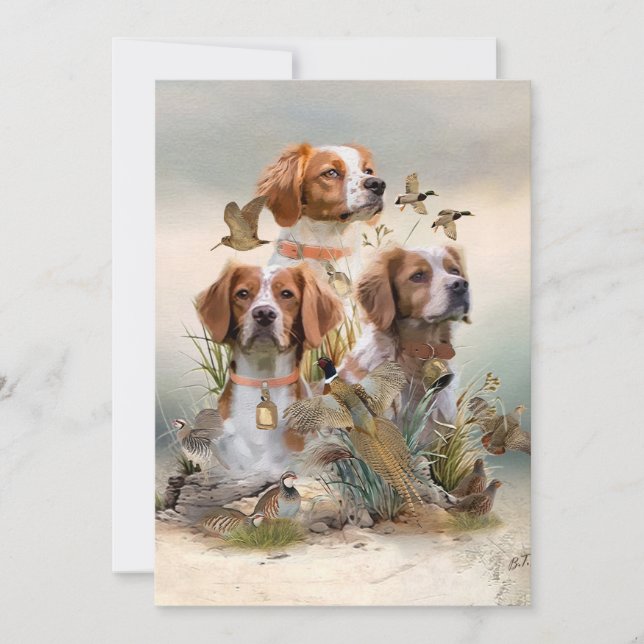 Brittany Spaniel , Passion for Birds Invitation (Front)