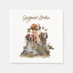 Brittany Spaniel , Passion for Birds Napkin