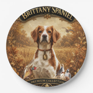 Brittany Spaniel , Passion for Birds Paper Plate