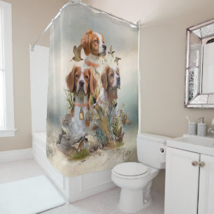 Brittany Spaniel , Passion for Birds Shower Curtain