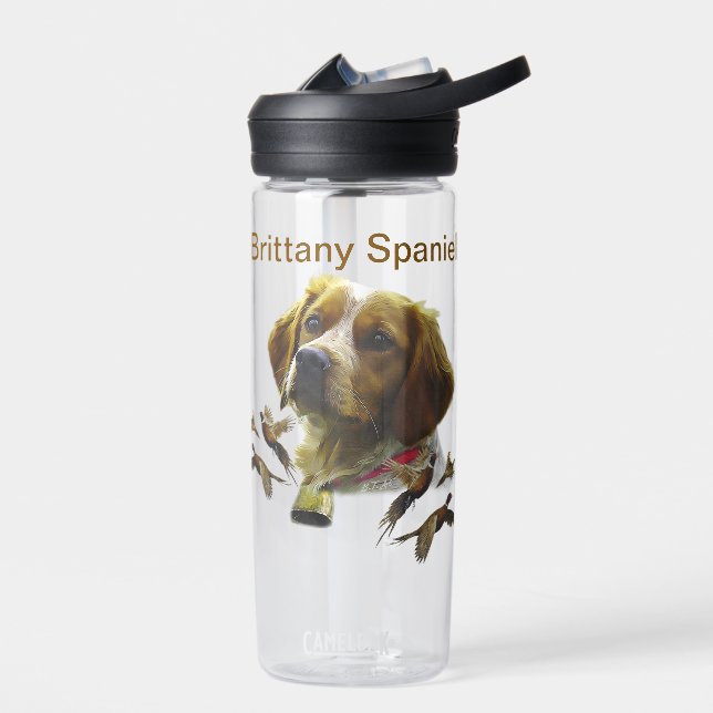 Brittany Spaniel , Passion for Birds Water Bottle (Left)