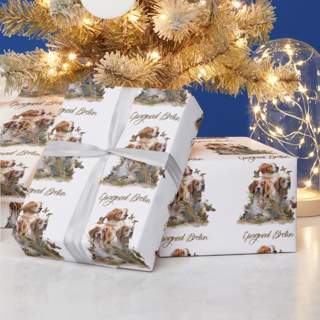 Brittany Spaniel , Passion for Birds Wrapping Paper (Holidays)