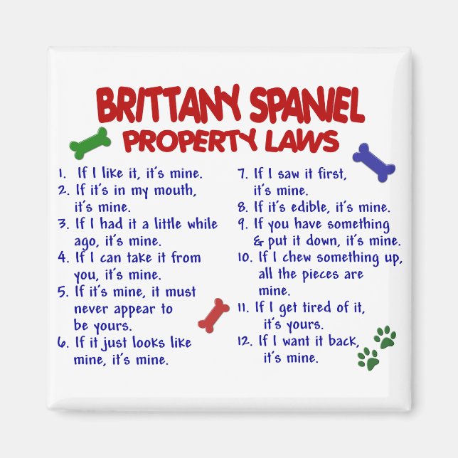 BRITTANY SPANIEL Property Laws 2 Magnet (Front)