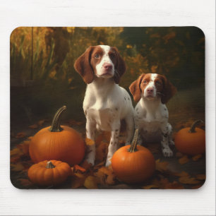 Brittany Spaniel Puppy Autumn Delight Pumpkin  Mouse Mat