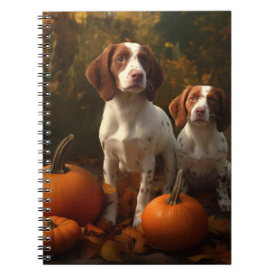 Brittany Spaniel Puppy Autumn Delight Pumpkin  Notebook
