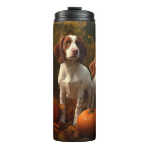 Brittany Spaniel Puppy Autumn Delight Pumpkin Thermal Tumbler