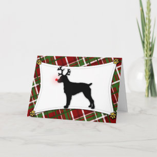 Brittany Spaniel Reindeer Christmas Card