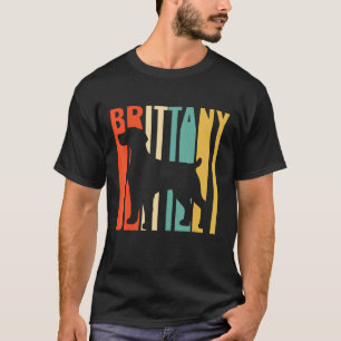 Brittany Spaniel Retro 1970s Dog Silhouette Britta T-Shirt