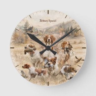 Brittany Spaniel Round Clock