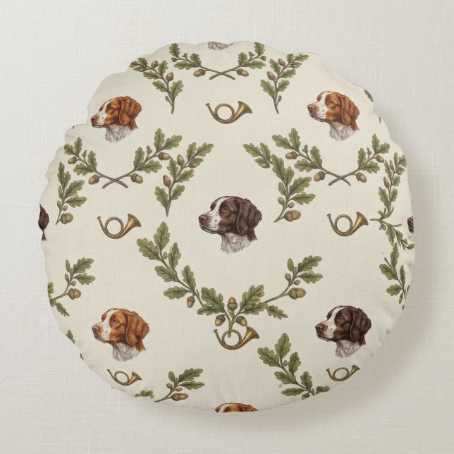 Brittany Spaniel  Round Cushion (Front)
