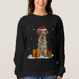 Brittany Spaniel Santa Christmas Tree Lights Xmas Sweatshirt