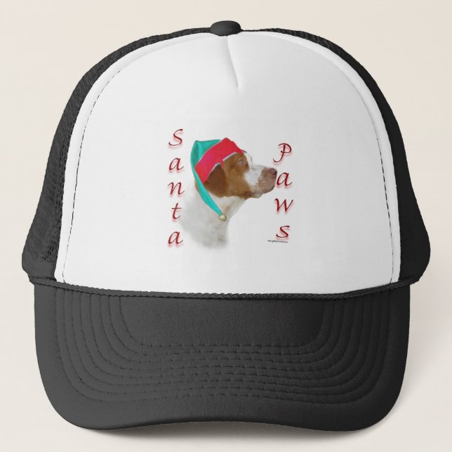 Brittany Spaniel Santa Paws Trucker Hat (Front)