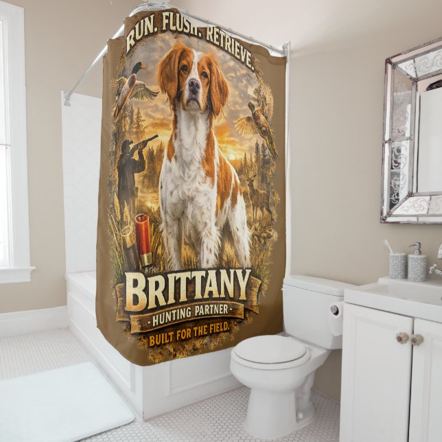 Brittany Spaniel Shower Curtain (In Situ)