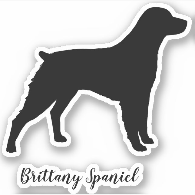 Brittany Spaniel Silhouette Dog Breed Vinyl (Front)