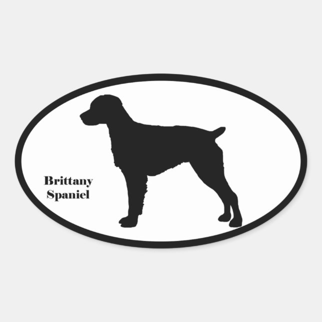 Brittany Spaniel SIlhouette Oval Sticker (Front)