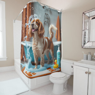 Brittany Spaniel Sloppy Sleepy Cute Funny  Shower Curtain
