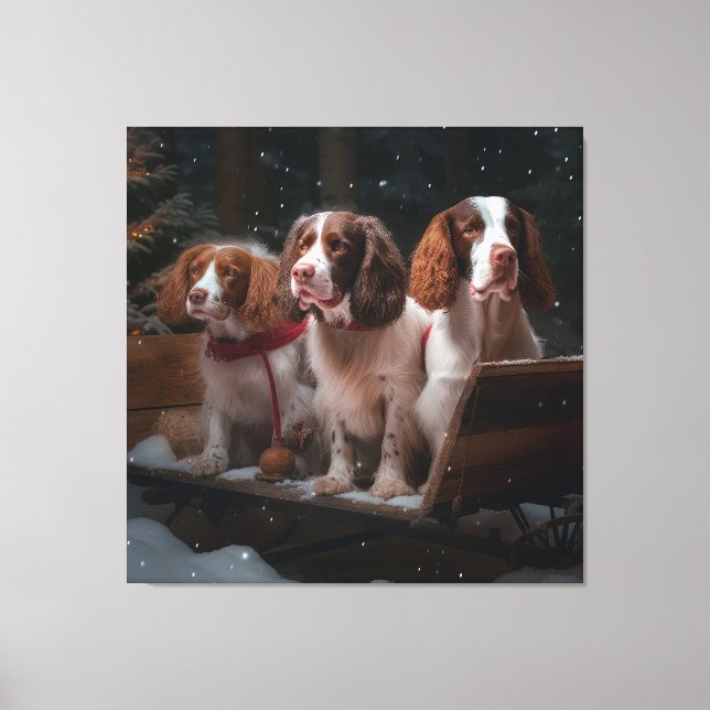 Brittany Spaniel Snowy Sleigh Christmas Decor  (Front)