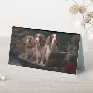 Brittany Spaniel Snowy Sleigh Christmas Decor