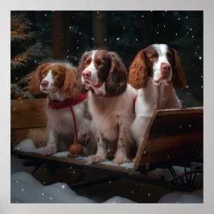 Brittany Spaniel Snowy Sleigh Christmas Decor