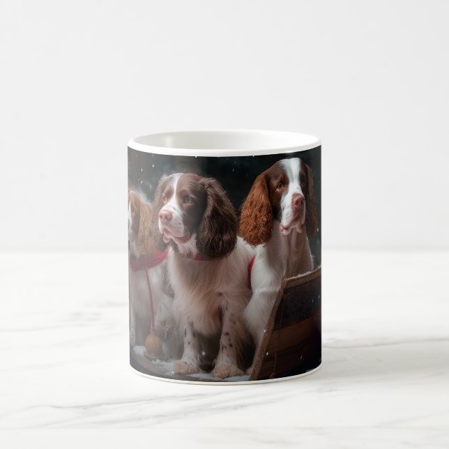 Brittany Spaniel Snowy Sleigh Christmas Decor   Coffee Mug (Center)
