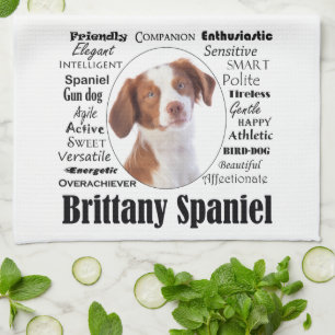 Brittany Spaniel Traits Tea Towel