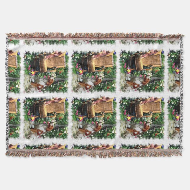 Brittany Spaniel Where Love Grows Throw Blanket (Front)