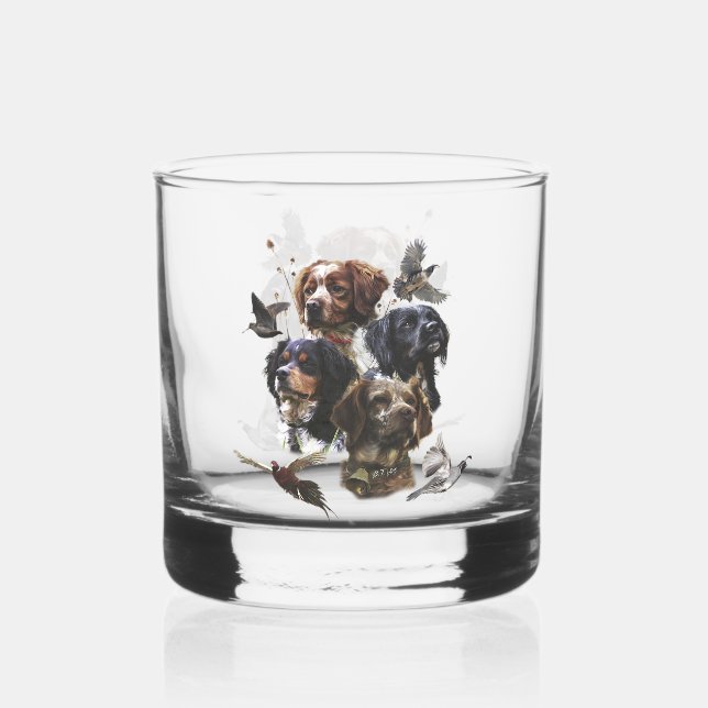Brittany Spaniel Whiskey Glass (Front)