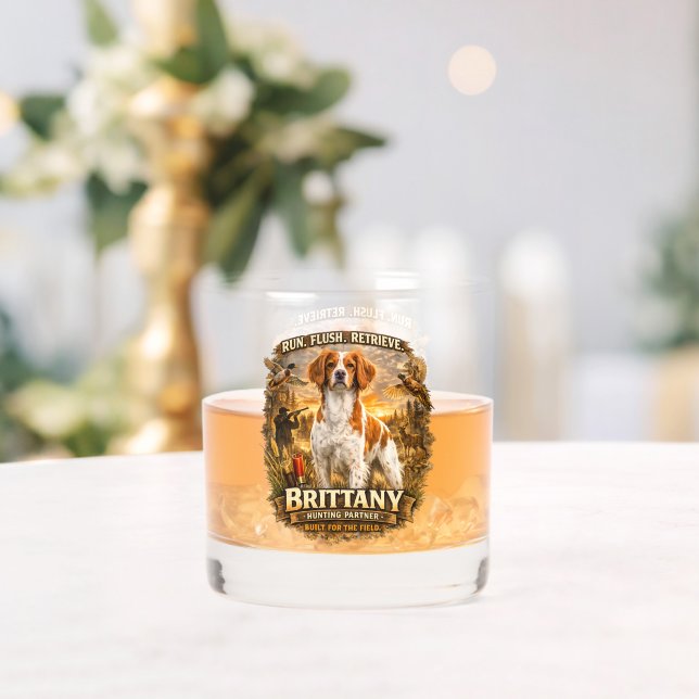 Brittany Spaniel Whiskey Glass (Insitu (Wedding))
