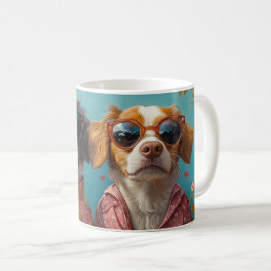 Brittany Spaniel With Heart Roses Valentine's Day Coffee Mug