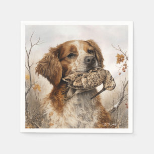 Brittany Spaniel & Woodcock Hunt Napkin