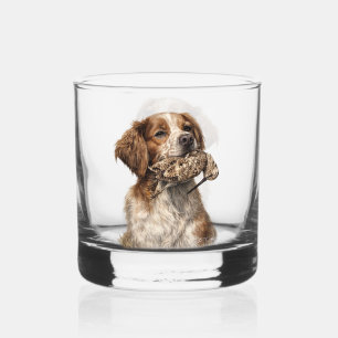 Brittany Spaniel & Woodcock Hunt Whiskey Glass