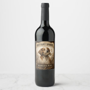 Brittany Spaniel & Woodcock Hunt Wine Label