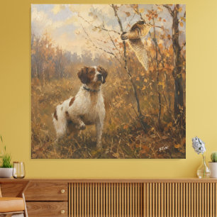Brittany Spaniel – Woodcock Hunting Art Canvas Print