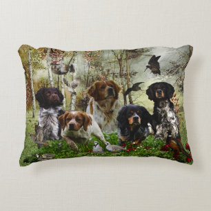 Brittany Spaniels, Bird Hunting Decorative Cushion
