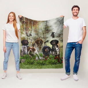  Brittany Spaniels,   Bird Hunting     Fleece Blanket