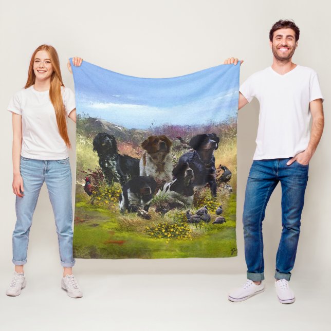  Brittany Spaniels,   Bird Hunting    Fleece Blanket (In Situ)