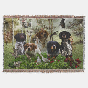  Brittany Spaniels,   Bird Hunting    Throw Blanket