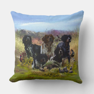  Brittany Spaniels,   Bird Hunting Throw Pillow