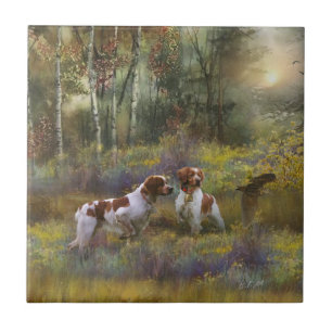 Brittany Spaniels,  Woodcock Hunting , Art  Tile