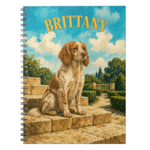 Brittany, Vintage Watercolor Dog Art Notebook